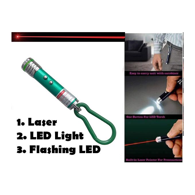 Mini 3 In 1 Laser Pointer Pen LED Light Flashlight Torch Cats